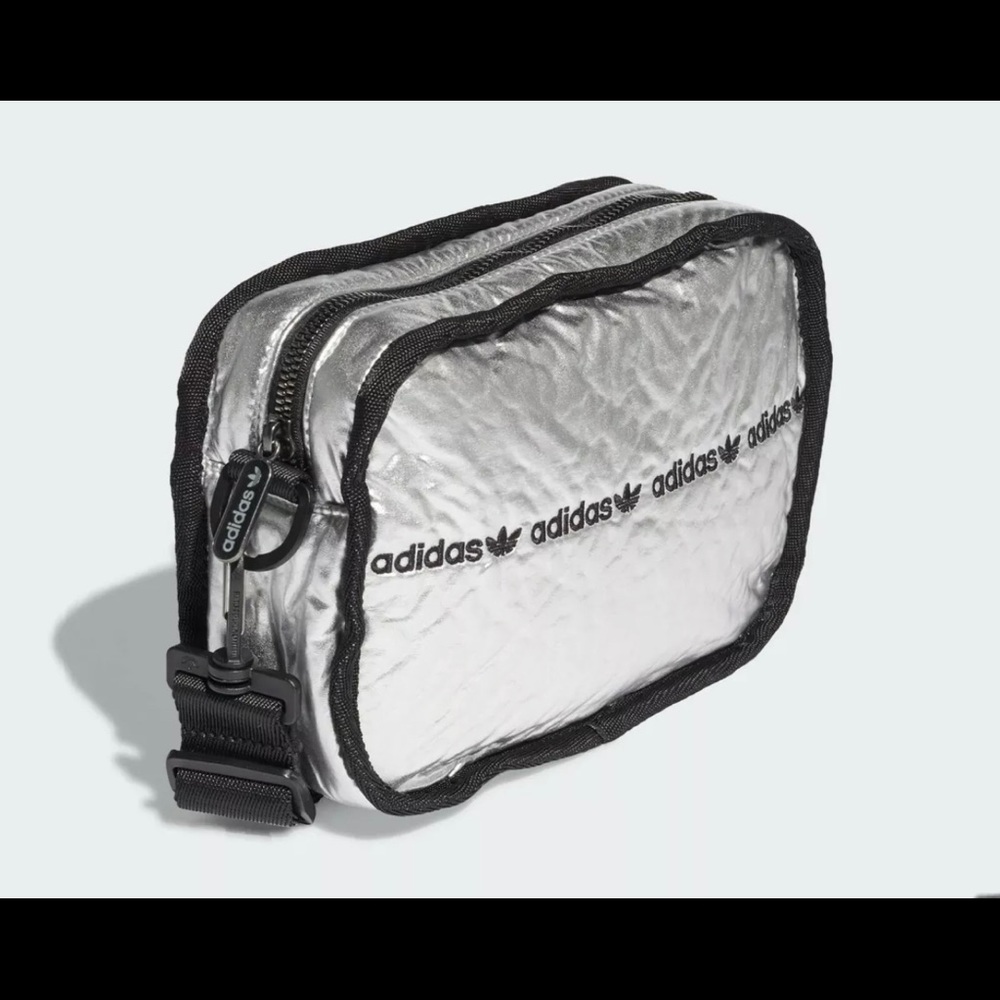 NEW!!! Adidas Shoulder mini airliner Bag Crossbody Women/Men, Silver Metallic